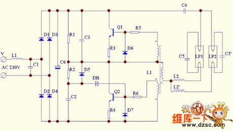 Double-barrelled energy-saving lamp circuit diagram
