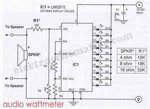 Audio Wattmeter circuit with LM3915