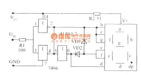 Level test circuit with TTL six NOT gate 7404