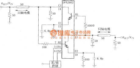Bidirectional line driver circuit composed of double broadband transconductance operational amplifier OPA2662
