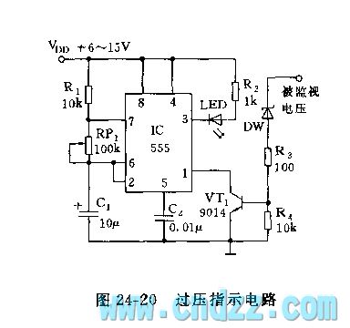 555 overvoltage indication circuit