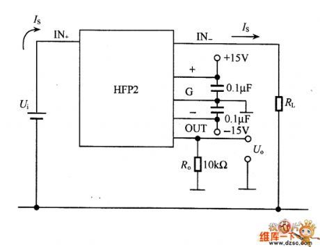 High-end current monitoring circuit diagram using HFP2
