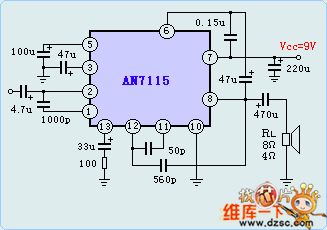 AN7115 audio power amplifier circuit diagram