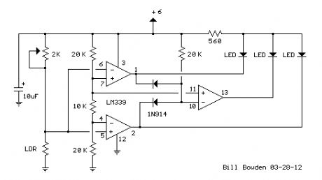 Light Level Indicator Using a Window Comparator