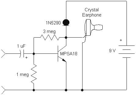 Very High Gain Crystal Earphone Amplifier