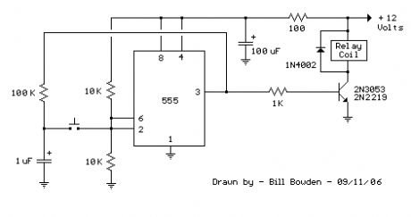 Relay Toggle Circuit Using a 555 Timer
