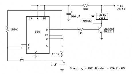 Relay Toggle Circuit Using a 556 Timer
