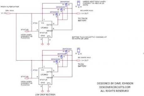 Two 12v Battery Isolator Circuit with a LTC4412