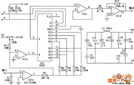 The gain or programming amplifier PCB circuit diagram