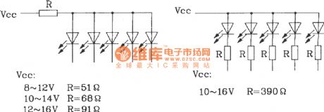 The basic application circuit of BL6124 5-bit LED level meter driver integrated circuit