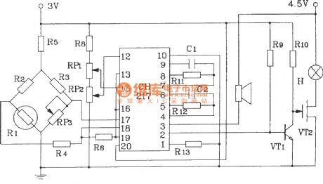 Gas, gas detection alarm circuit using CH217 monolithic gas, gas detection alarm integrated circuit