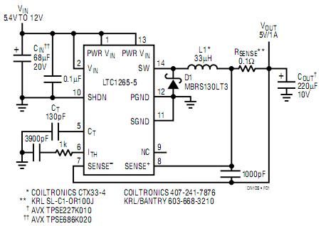 High Efficiency 5V/1A Step-Down Converter circuits