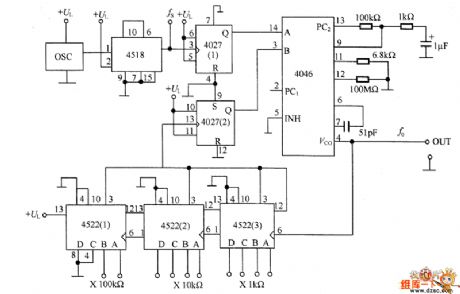 The PLL synthesized oscillator circuit diagram