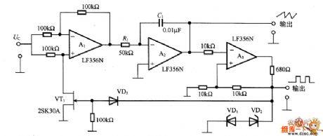 Triangle wave / square wave output voltage-controlled oscillator circuit diagram