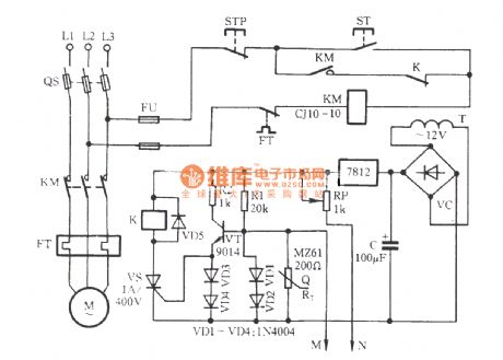 The motor overheating and influent protection circuit