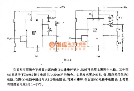A window discriminator circuit with small hysteresis loop
