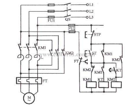 Automatically series reactance start three-phase motor circuit 2