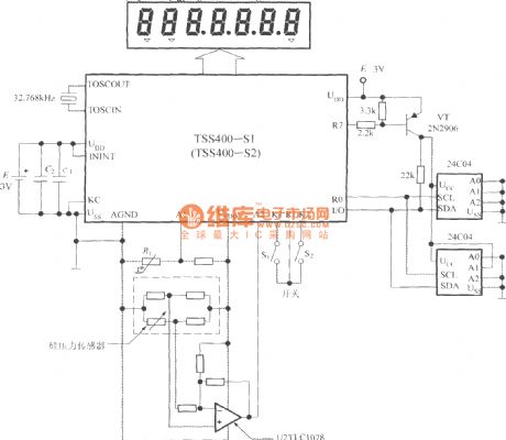 Typical application circuit of low-power programmable sensor signal processor TSS400-S1/S2