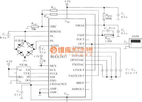 Digital high accuracy pressure tester circuit (high-precision integrated pressure signal conditioner MAX1457)