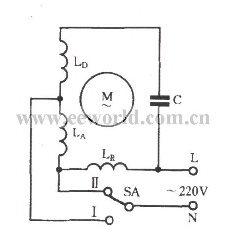 Single-phase motor winding tap L-2 connection two-speed circuit