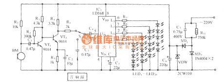 LD168 audio voltage-controlled flasher decorationcontrol circuit