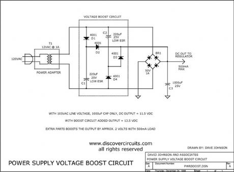 CAPS PROVIDE VOLTAGE BOOST TO SERIES REGULATORS
