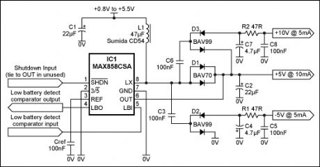 Boost Converter Generates Three Analog Rails