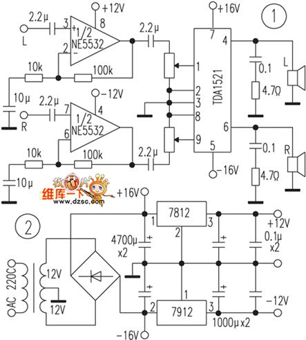 Homemade mini - amplifier and speaker circuit diagram