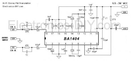 BA1404 HI-FI Stereo FM Transmitter 88 - 108 MHz