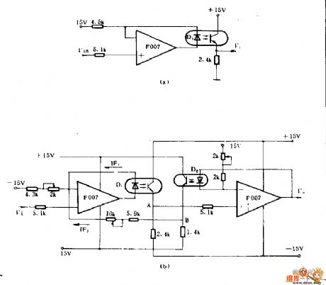 Optical isolation device transmission linearity improving circuit diagram