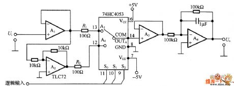 The analog phase detector circuit diagram with 0.1 % gain accuracy