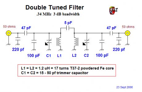 10 MHz, double tuned RF band pass filter