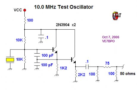 10.0 MHz crystal oscillator