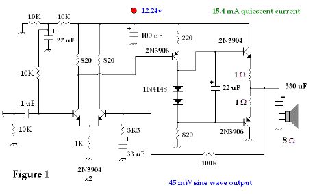 Discrete BJT, Low Power Audio Power Amp