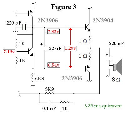 Discrete BJT, Low Power Audio Power Amp 3