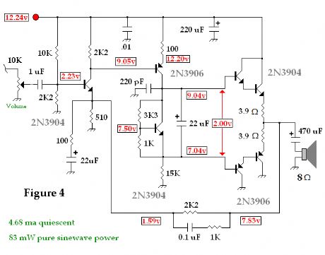 Discrete BJT, Low Power Audio Power Amp 4