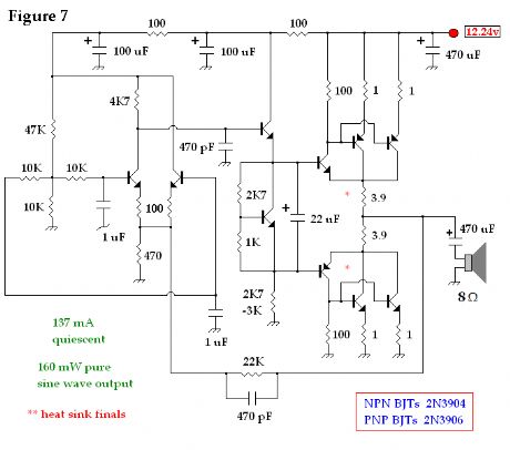 Discrete BJT, Low Power Audio Power Amp 6