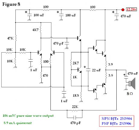 Discrete BJT, Low Power Audio Power Amp 7
