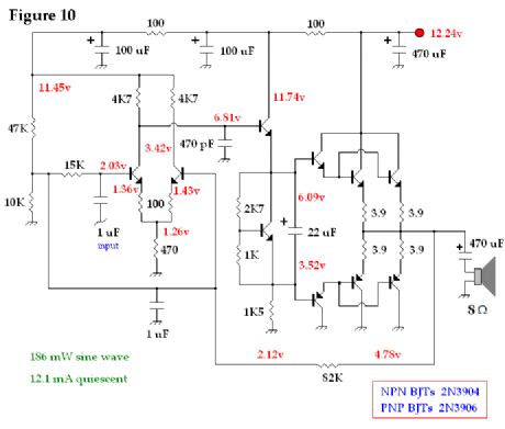 Discrete BJT, Low Power Audio Power Amp 9