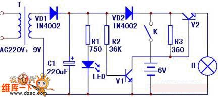 The homemade simple emergency light circuit diagram