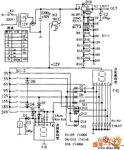 Homemade eight-block digital regulated power supply circuit diagram