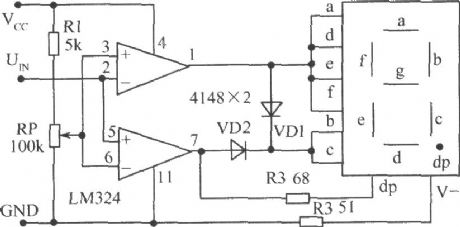 Level test circuit using voltage comparator LM324