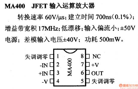 MA400 JFET input op amp and its main pin characteristics