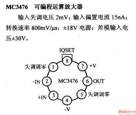MC3476 programmable op amp and its pin main characteristics