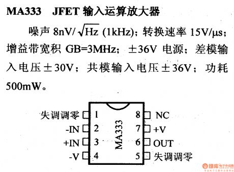 MA333 JFET input op amp and its pin main characteristics