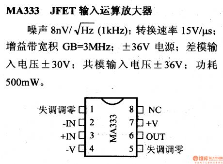 MA333 JFET input op amp and its pin main characteristics