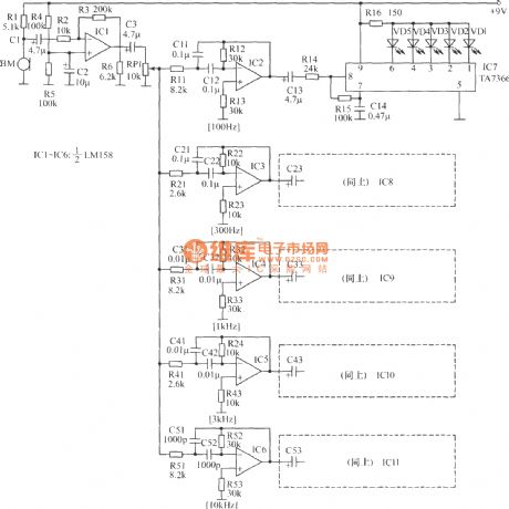 External audio spectrum monitor circuit diagram
