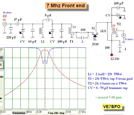RF preamp for the 40 Meter band with 3 tuned filters