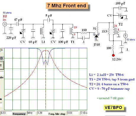 RF preamp for the 40 Meter band with 3 tuned filters
