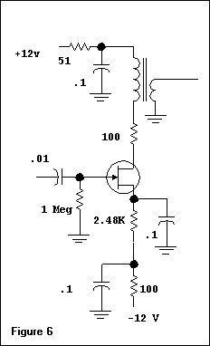 Common source amplifier biased for 5 mA drain current